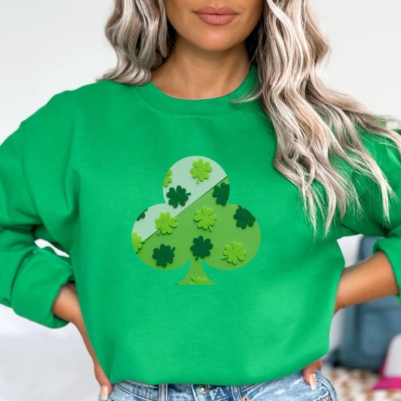 Irish Green Shamrock Sweatshirt for Saint Patrick Day Color Irish Green - Picture 2 of 8